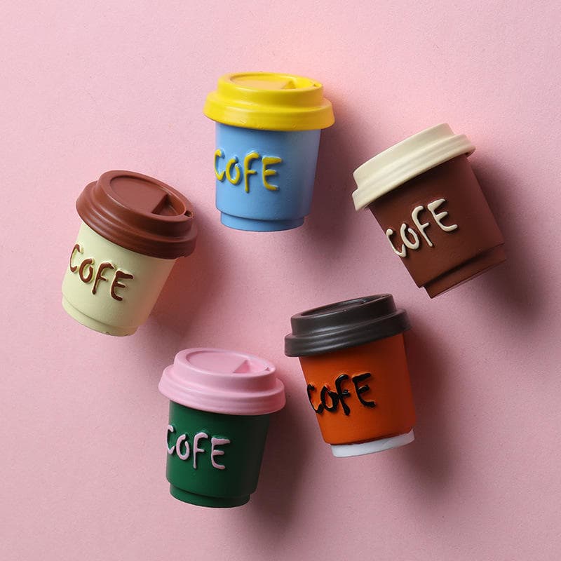 Resin Eco-friendly Multi-Color Coffee Cup Fridge Magnet Creative 3D Magnetic Sticker Cultural Simulation Food Toy — image 3