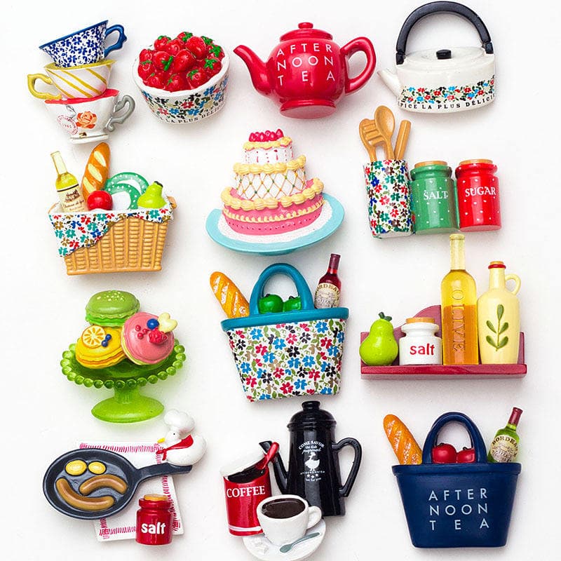 Creative Cartoon Afternoon Tea Food 3D Resin Magnetic Sticker Medium Sheet Size for Foreign Trade Fridge Magnets — image 2