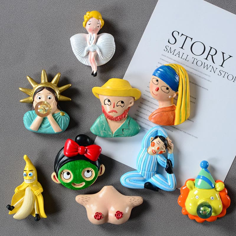 Factory Customized 3D Resin Crafts Funny Celebrity Cartoon European Style Art Deco Home Decoration Refrigerator Stickers — image 2