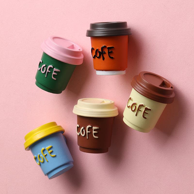 Resin Eco-friendly Multi-Color Coffee Cup Fridge Magnet Creative 3D Magnetic Sticker Cultural Simulation Food Toy