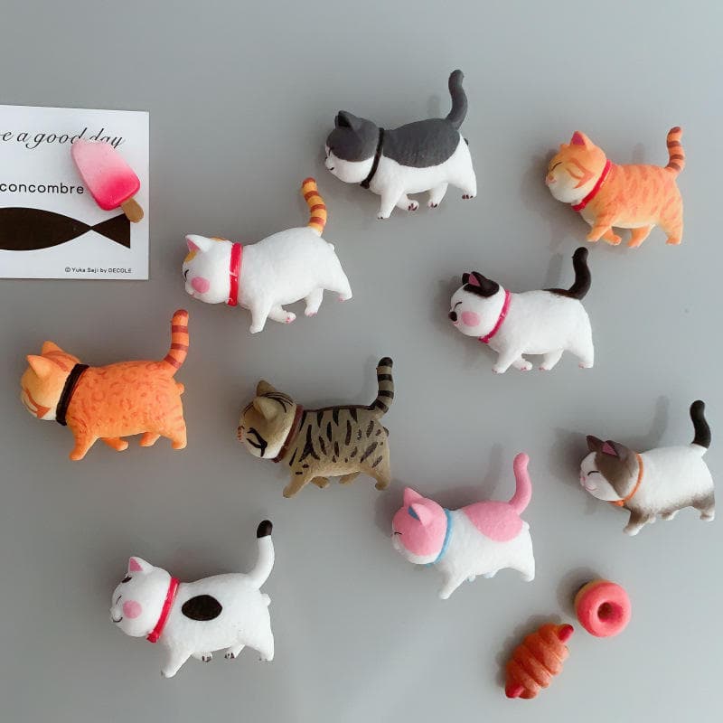 Wholesale Creative 3D Cartoon Cat Refrigerator Magnets Office and Home Decor Fridge Sticker Figurines Resin Gift Anime Figure