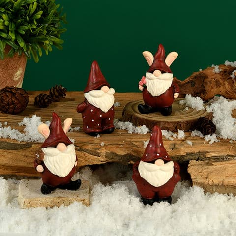 New Creation Originals Cute Bunny Ear Gnome Resin Figurine Set Desktop Decoration for Living Room