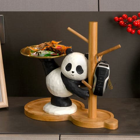High Quality Resin Panda Tray Cute Design Exquisite Storage and Desktop Decor Two in One Functional Home Accent