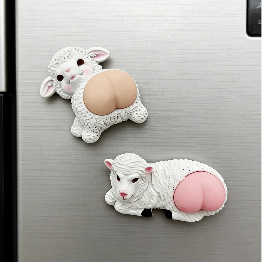 Creative Resin 3D Sheep Fridge Magnet Home Cute Animal Tourist Souvenirs Decompression Gift Customized Fridge Magnet