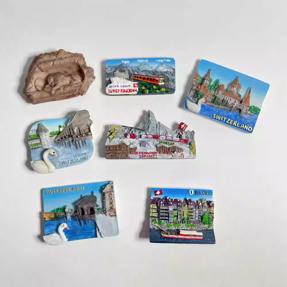 Custom Printing Fridge Magnet 3D Refrigerator Magnets Tourist Souvenir Europe Switzerland 3D Resin Creative Personality Gift